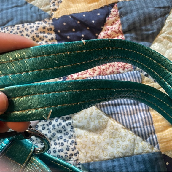 Vintage Y2K Kathy Van Zeeland Shoulder Bag Purse Turquoise Blue - Picture 8 of 9